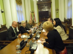 28 February 2012 Gender Equality Committee Chairperson Dr Gordana Paunovic Milosavljevic receives Council of Europe Parliamentary Assembly Committee on Equality and Non-Discrimination rapporteur Jean-Charles Gardetto